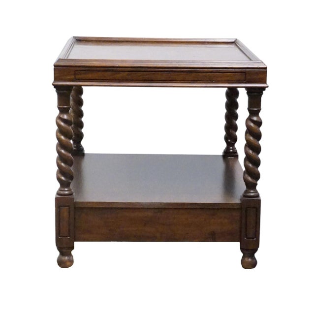 Hekman Furniture Solid Walnut & Birds Eye Maple 22" Accent End Table W. Rope Twist Legs For Sale - Image 11 of 12