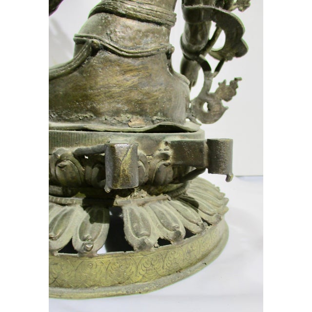 Brass Antique Nepalese Green Tara Brass Sculpture For Sale - Image 8 of 12