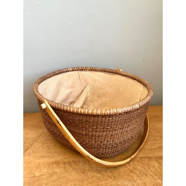 Vintage Shaker Handled Woven Rattan Basket For Sale - Image 13 of 16