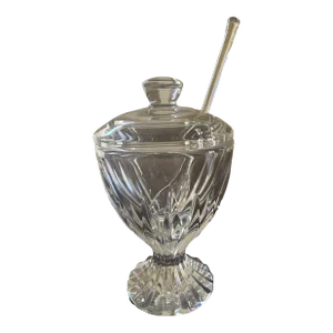1970s Baccarat Jam/Condiment Jar With Lid & Spoon Massena Pattern