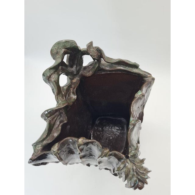 Black Sculptural Art Ceramic Vase by RB, 1970s For Sale - Image 8 of 12