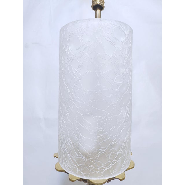 1950's Crackled Frosted Glass Lantern For Sale - Image 4 of 6