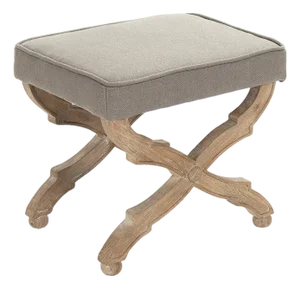 Crescenzo Accent Bench - Gray Linen / Weathered Oak Frame