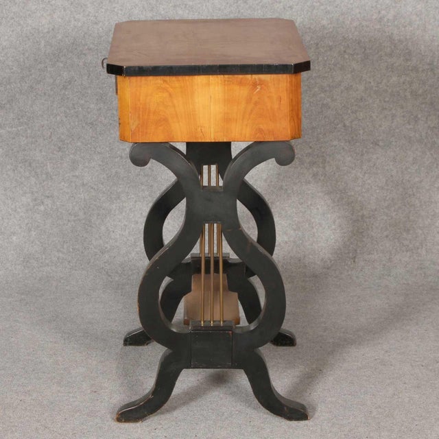 19th Century Lyra Sewing Table in Black Cherry Wood, 1820 For Sale - Image 16 of 18