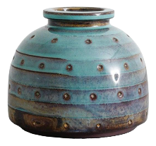 Mid-Century Swedish Decorative Turquoise Blue Stoneware Farsta Vase by Wilhelm Kåge for Gustavsberg, 1940s