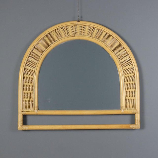 Vintage Bamboo Wall Mirror, 1980s For Sale - Image 8 of 9