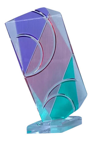 1990s Postmodern Colored Geometric Lucite Sculpture by Haziza