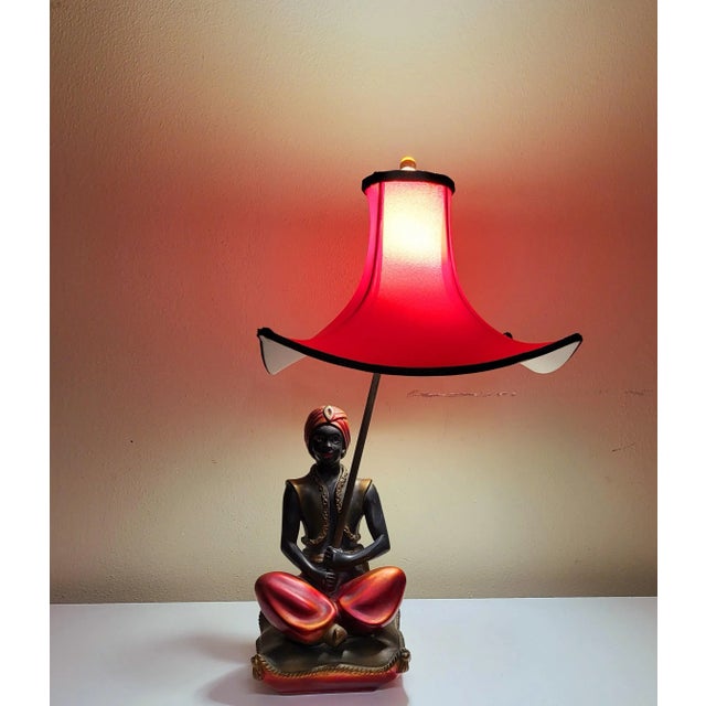 Mid-Century Modern 1950 Genie Lamp With Original Shade For Sale - Image 3 of 10