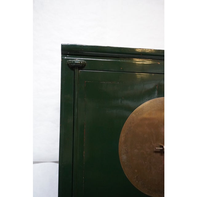 Imported Large Gem-Tone Green Lacquer Wedding Cabinet For Sale - Image 10 of 16