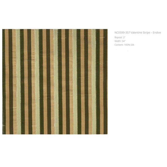 Modern Nancy Corzine Valentine Silk Stripe Cut Velvet Fabric - Endive - By the Yard