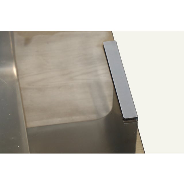 Coffee Table in Brushed Steel and Smoked Glass, 1970s For Sale - Image 10 of 14