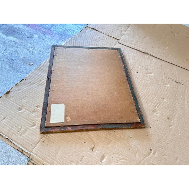 This drawing is representing a half nude woman on a bed. The frame is in a Gilt color, and the drawing is done on a white...