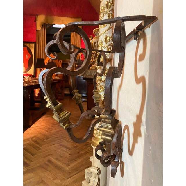19th Century Italian Wrought Iron Wall Brackets, Set of 2 For Sale - Image 4 of 13