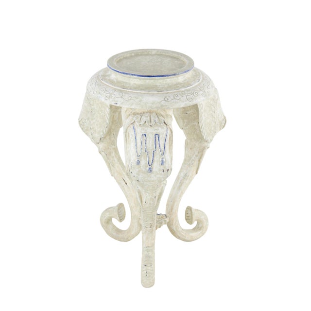 Traditional Vintage Hand-Carved Elephant Legs Supporting Tripod Planter Stand/Table For Sale - Image 3 of 9