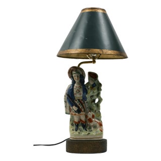 Single Table Lamp With Person & Dog Motif For Sale