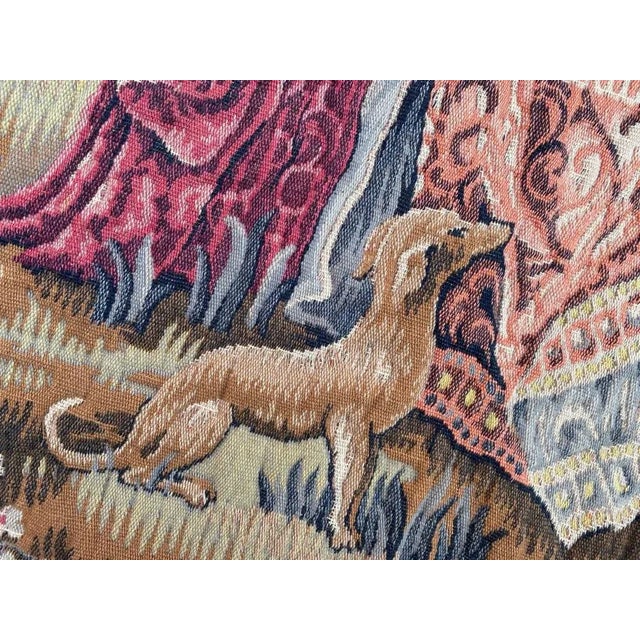 Textile Vintage Medieval Design French Tapestry For Sale - Image 7 of 16