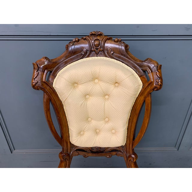 Victorian Walnut Upholstered Salon Chair, 1870 For Sale - Image 3 of 14