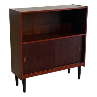 Rosewood Sliding-Door Cabinet With Open Bookcase Danish Mid-Century Modern 1960s For Sale