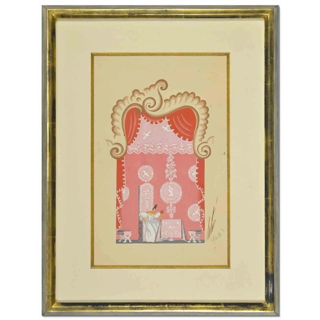 1970s Erté, Norina's Room, Gouache, 1970s For Sale - Image 5 of 5