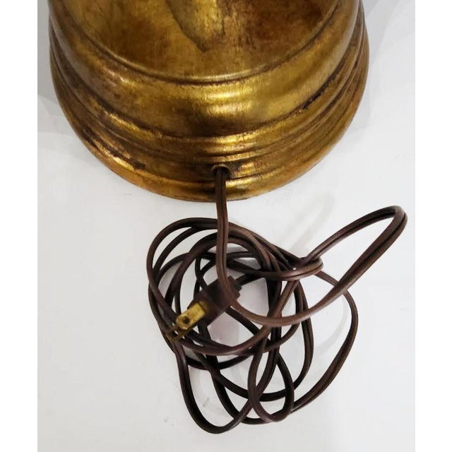Mid-Century Italian Hollywood Regency Gilt Iron Daisy & Tulip Tole Lamp For Sale - Image 10 of 16
