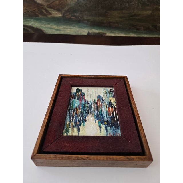 Vintage Mid Century Modern Signed Abstract Painting For Sale - Image 4 of 7