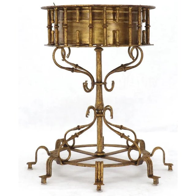 Metal Large Italian Wrought Iron Gold Gilt Planter For Sale - Image 7 of 13