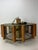 1970s Fredrick Ramond Hexagonal Brass Oak Wood Smoke Glass Chandelier For Sale - Image 6 of 11