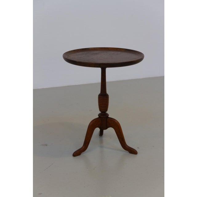 Danish Round Tripod Side Table in Stained Oak by Anton Kildeberg, 1960s For Sale - Image 12 of 18