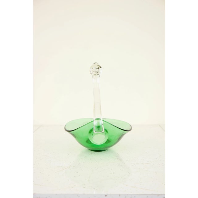Green Vintage Mid-Century Modern Glass Sculptural Swan Dish For Sale - Image 8 of 10