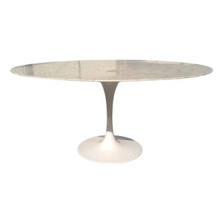 Late 20th Century 60" Marble Top Saarinen Style Tulip Dining Table For Sale