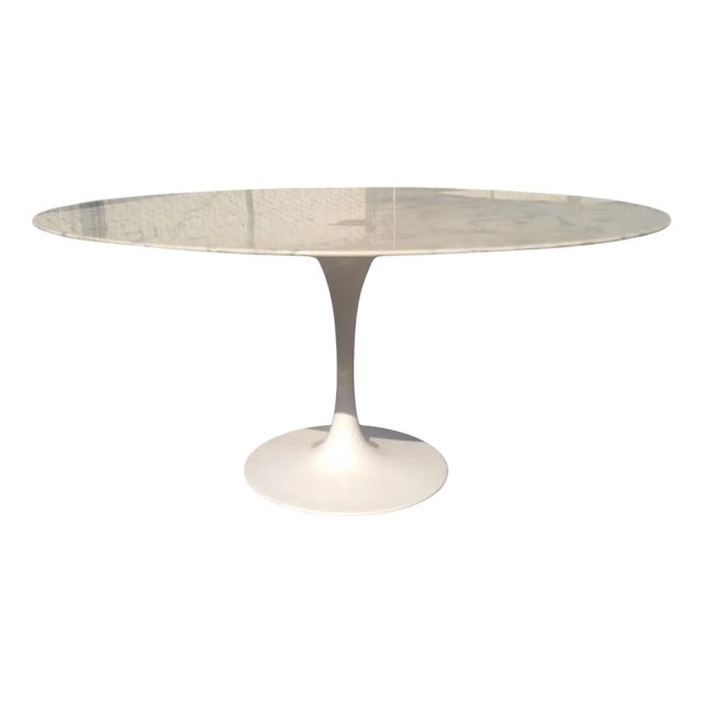 Late 20th Century 60" Marble Top Saarinen Style Tulip Dining Table For Sale