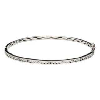 14KW Channel Set Diamond(.97) Oval Bangle Bracelet For Sale