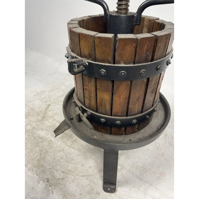 Brown Antique Manual Wine Press with Working Press, 1950s For Sale - Image 8 of 10