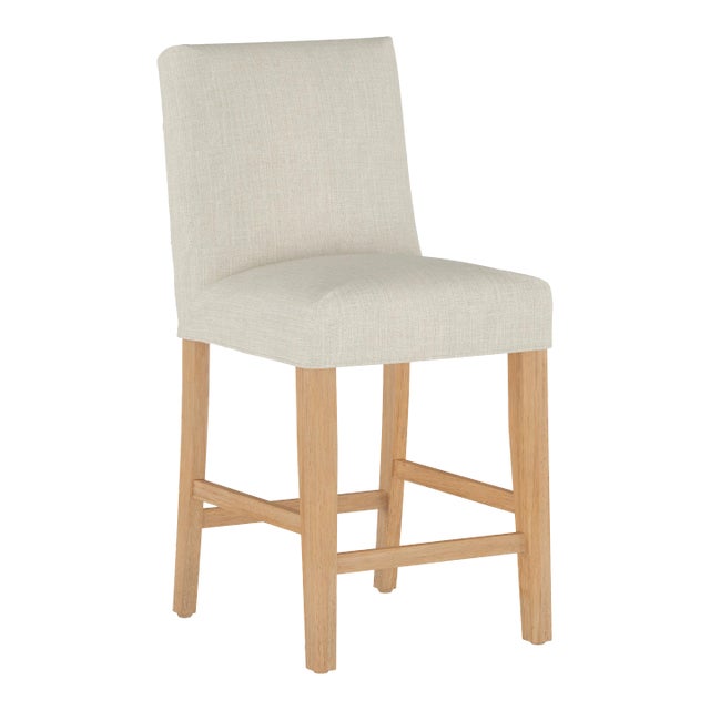 Chelsea Counter Stool in Talc Classic Linen For Sale
