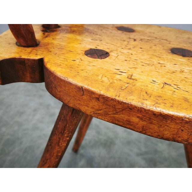 Gold Folk Primitive Beech Chair, Czechoslovakia, 1940s For Sale - Image 8 of 10