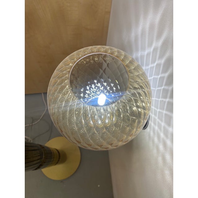 Contemporary "Ballotton" amber Murano Glass Wall Sconce. Luxury modern blue sphere in Murano glass working with "Ballotton...