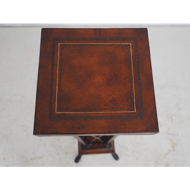 Maitland - Smith Pair of Maitland Smith Leather Wrapped Pedestal Stands For Sale - Image 4 of 13