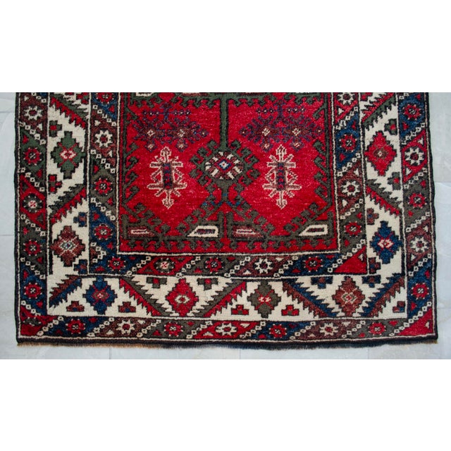 1960s Authentic Turkish Rug, Red & Indigo Wool Carpet, Hand-Spun Anatolian Rug, Sustainable Antique Rug For Sale - Image 11 of 16