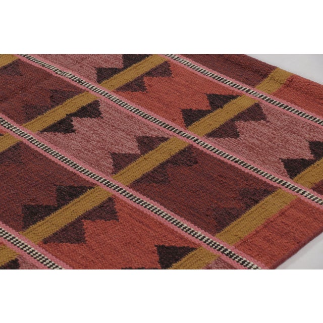 Contemporary Rug & Kilim’s Scandinavian- Inspired Rug, Red and Pink With Geometric Patterns For Sale - Image 3 of 9