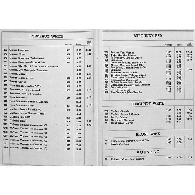 "Wine List: The Waldorf Astoria" Book 1938 For Sale - Image 11 of 11