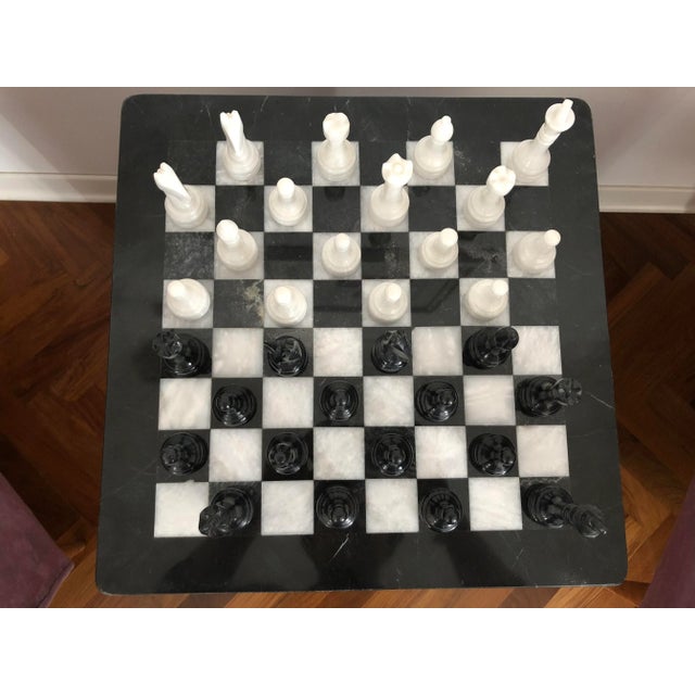 Vintage White and Black Volterra Marble Chess Board, 1950s For Sale - Image 14 of 14