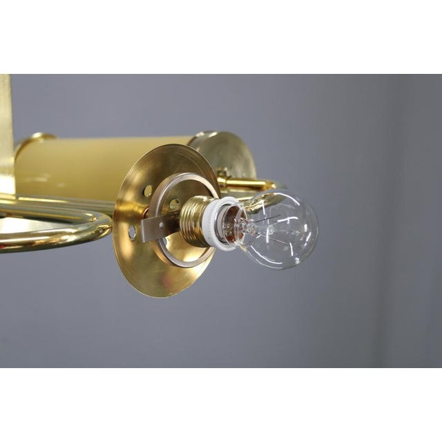 Czech Art Deco Brass Chandelier with Globe and Opaline Shades, 1930s For Sale - Image 16 of 18