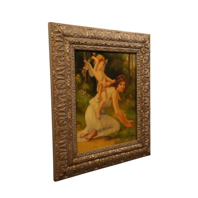 Neoclassical French Neoclassical Cupid & Venus Oil Painting After Guillaume Seignac 29" For Sale - Image 3 of 10
