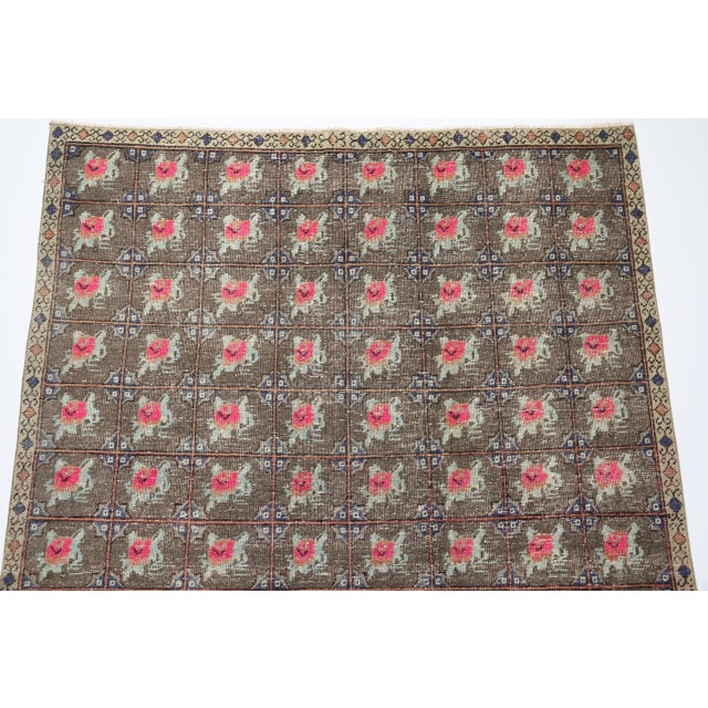 Mid-Century Modern Mid 20th Century Modern Tribal Kilim Rug With Floral Grid Motif – Handwoven Heritage With Graphic Symmetry -' 5'' X 7' 7'' For Sale - Image 3 of 10