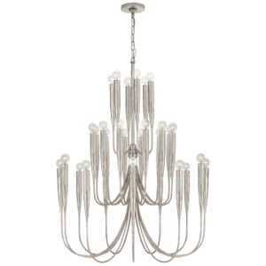 Julie Neill for Visual Comfort Signature Acadia Large Chandelier in Burnished Silver Leaf