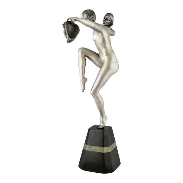 Art Deco Bronze & Marble & Onyx Sculpture Mask Dancer by Desire Grisard, 1925 For Sale - Image 6 of 11