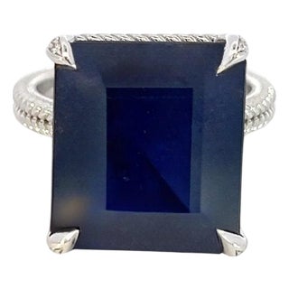 Natural Solitaire Sapphire Ring 6.5 14k W Gold 7 TCW Certified For Sale