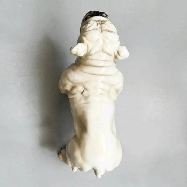 Italian Modern Beige & Black Ceramic Sculpture of Standing Bulldog, 1970s For Sale - Image 6 of 16