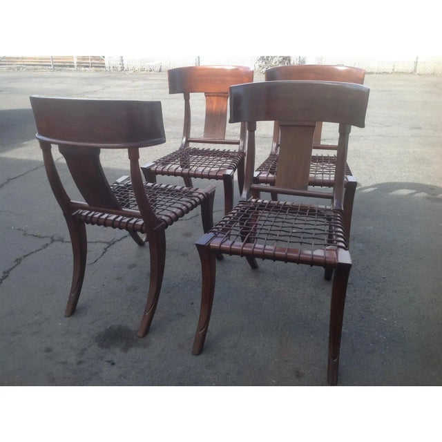 1990s Modern Mid-Century Klismos-Style Walnut Dining Chairs- Set of 4 For Sale In San Diego - Image 6 of 6