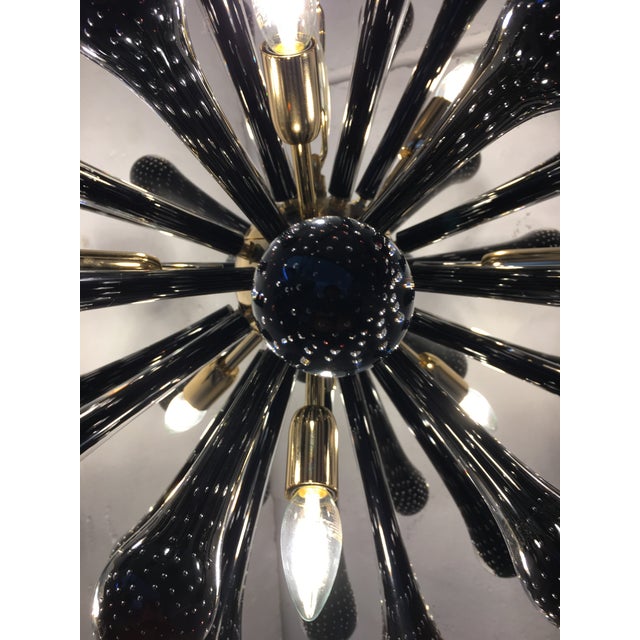 Black Murano Glass and Gold 24k Frame Sputnik Chandelier ...